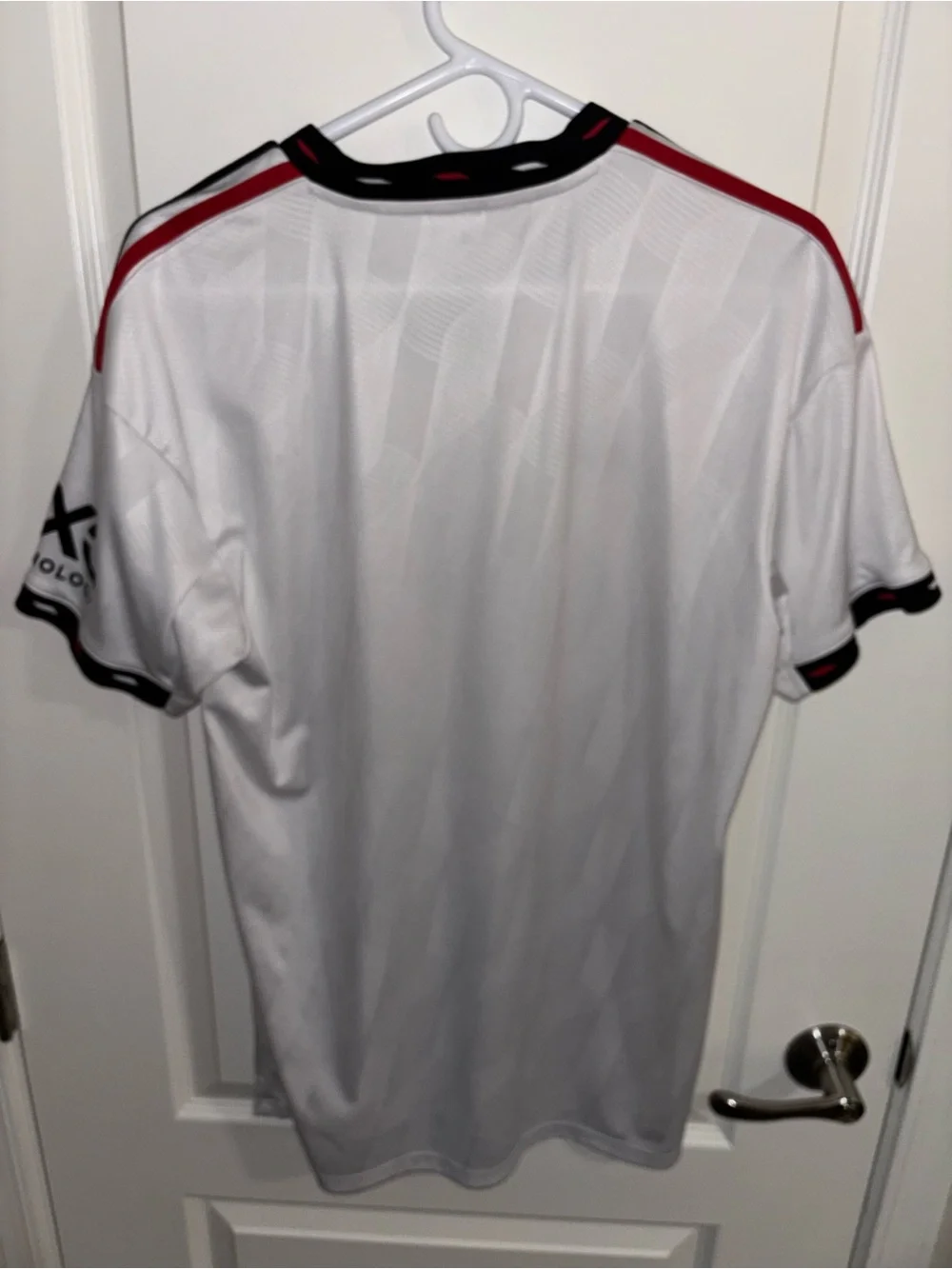 adidas White Manchester United Away Soccer Jersey with Black and Red Accents